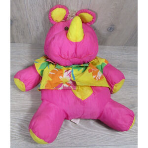 80's Fisher Price Wild Puffalump Pink Rhino Plush Stuffed Animal Vintage 1987